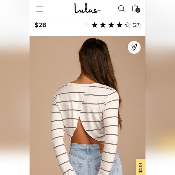 NWT Lulu's long sleeve striped crop top - Picture 2 of 7